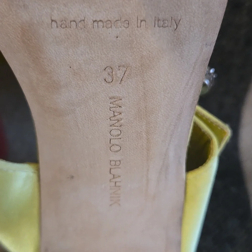 Manolo Blahnik Verda Sandal profi 105 Chartreuse 37 - Picture 8 of 13